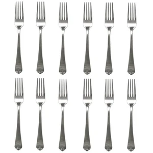 Wallace Lotus 18/8 Stainless Steel Dinner Fork (Set of Twelve) - Picture 1 of 4