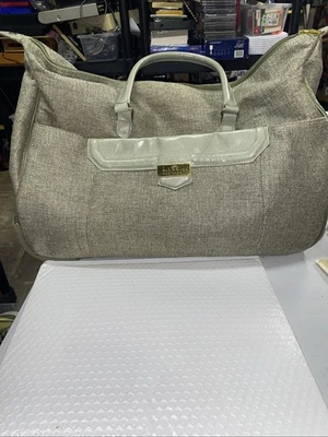 Bolso de Lona Nicole Miller Rolling Weekender Tweed Verde, Estampado de Leopardo Interior Foto 1 de 4