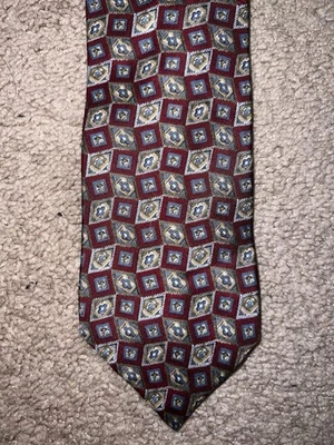Christian Dior Tie Gray Blue Red Dots Made in USA Woven in Italy - Image 1 of 4