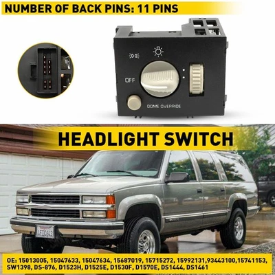 Nuevo faro luz para camioneta Switch 1990-1994 Chevrolet y GMC C1500 C2500 C3500 Foto 1 de 4