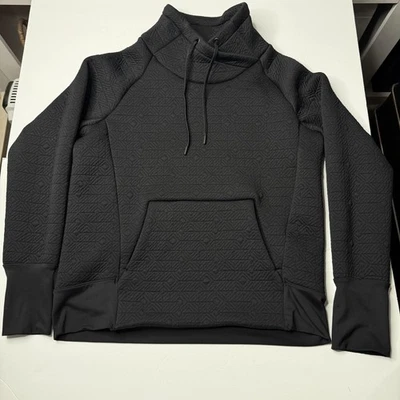 Pullover Athleta cuello embudo mujer talla S negro acolchado geométrico sudadera Foto 1 de 4