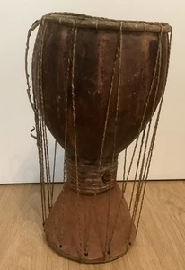 Alte Afrikanische Trommel Holz/Lehm zur Dekoration Kein Musikinstrument - Bild 1 von 10