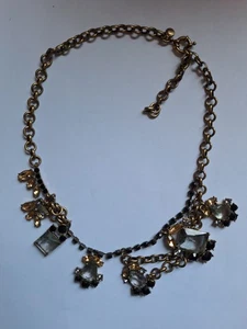 J. Crew asymmetrischer drapierter Topas schwarz grau Strass Halskette - Bild 1 von 5