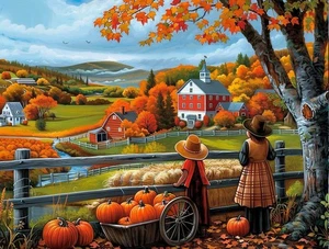 Fall Jigsaw Puzzle Pumpkin Farm View 500 pc by SunsOut Eco Friendly - Picture 1 of 3