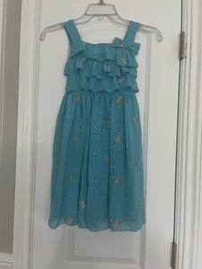 Happy Mermaid Girls Blue Floral Sun Dress - Size 6x - Picture 1 of 3