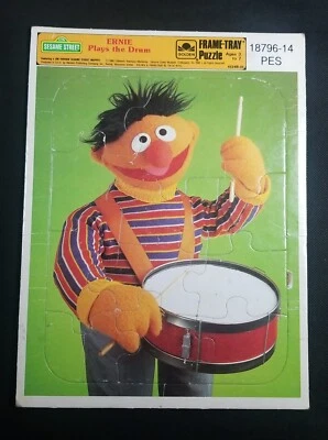 1986 Sesame Street Ernie Plays The Drum Frame Tray Puzzle 4524B-35 Made In USA * - Image 1 of 4