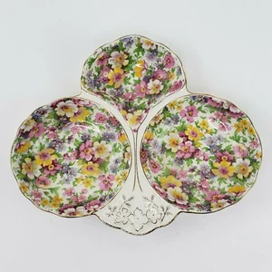 Kent Du Barry Fenton Chintz Divided Relish Condiment Dish - Picture 1 of 6