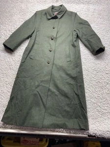 VTG Original lanz Salzburg Wien 100% Wool Long Green Trench Coat Sz 38 Great UC - Picture 1 of 10