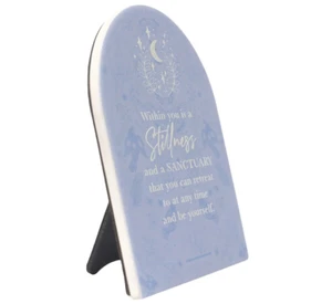 STILLNESS Twelve Moon Ceramic Inspirational Verse plaque stand wall art hanging - Picture 1 of 4