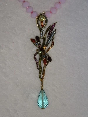 Exquisito COLLAR HEIDI DAUS LIBÉLULA CUENTAS CRISTAL SIMULADO ACENTO PERLAS MG Foto 1 de 4