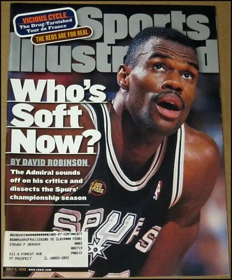 7/5/1999 Sports Illustrated David Robinson San Antonio Spurs Cincinnati Reds - Imagem 1 de 4