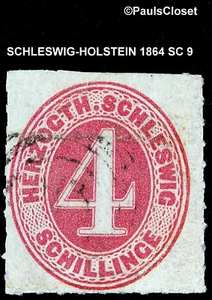 SCHLESWIG-HOLSTEIN 1864 SC 9 4er KARMIN ROULETTIERT 111/2 UNG SCHÖN SIEHE FOTOS - Bild 1 von 2