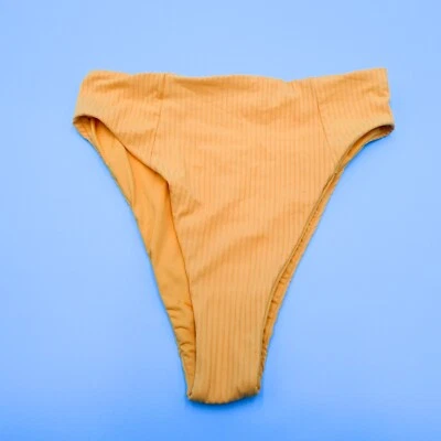 Vitamina A Pequeño Amarillo Acanalado Brasileño Hipster Bikini Parte Inferior Traje de Baño Nadar Nuevo Foto 1 de 4