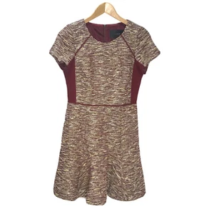 J CREW Women’s Mixed Tweed Dress in Metallic Size 4 Maroon Style b1651 MRSP $168 - Bild 1 von 10