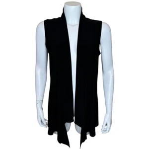 Sympli Womens Icon Vest 6 Black Open-Front Draped Stretch Button Back Canada - Picture 1 of 10