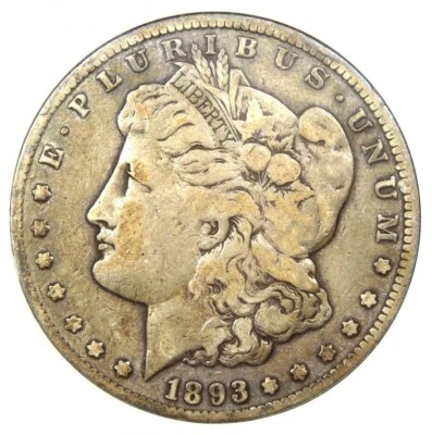 1893-CC Morgan Silver Dollar $1 Carson City Coin - Certified ANACS F15 - Rare! - Image 1 of 4