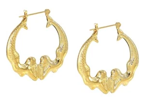 Pendiente Aro Sirena Relleno Oro 14k 36x34mm Gota Hecho en EE. UU. - Imagen 1 de 2