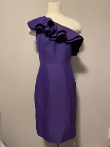 J. Crew Purple Silk Blend One Shoulder Dress With Ruffle, Size 2T, NWT! - Picture 1 of 11