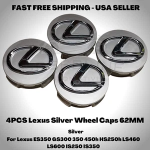 2006-2020 Lexus Silver Center Caps 62mm Hub Caps 2.5" Fits: ALL LEXUS MODELS - Picture 1 of 3