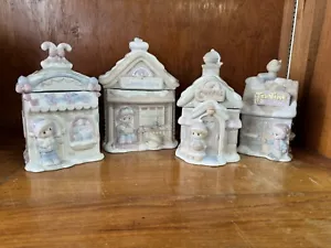 Set Of Precious Moments Canisters General Store Tea Time Sweet Shop Coffee - Picture 1 of 12