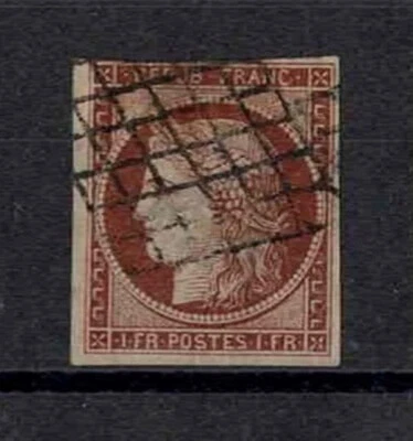 FRANCE STAMP YVERT 6 SCOTT 9 " CERES 1F DARK CARMINE 1849 " USED F J307 - Image 1 of 2