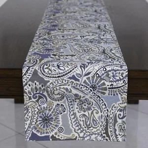 Paisley Table Runner for Home Decor 13X90 Inches Blue Brown Seasonal Dining T... - Picture 1 of 6