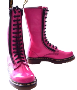 DR MARTENS 9733 Double Zip Mid Calf Boots Deep Pink Patent Leather EU 37 New - Picture 1 of 9