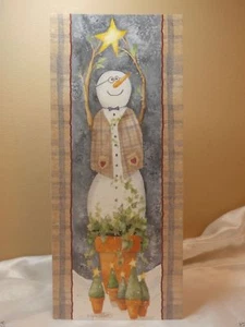 Holiday Seasonal CARD Snowman Planter Star Happy Greeting Gift Post Vintage  - Picture 1 of 3