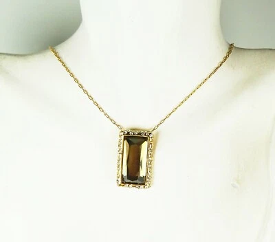 ALEXIS BITTAR Gold Plated Smoky & Clear Color Crystal Square Pendant Necklace - Image 1 of 4