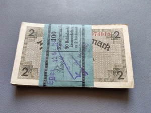 100 X 2 Reichsmark Bündel mit Banderole Reichskreditkasse - Bild 1 von 3