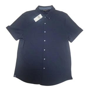 Mens Michael Kors Navy SS Button Down Shirt - Size M - Picture 1 of 3