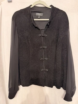 Precioso top Dressbarn para mujer 20 negro brillante fiesta navideña. H14 Foto 1 de 4