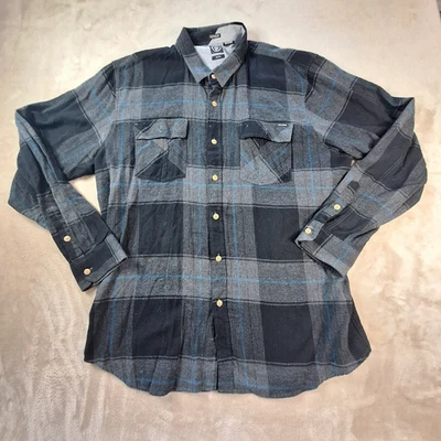Volcom Flannel Shirt Mens 2XL XXL Gray Sheperds Check Casual Button Classic Fit - Image 1 of 4