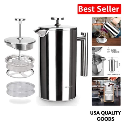 Cafetera de prensa francesa aislada duradera 34 oz - 2 pantallas adicionales incluidas Foto 1 de 4