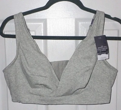 NUEVO Sujetador Lane Bryant Cacique 42DD Alto Ápice Gris Acanalado Algodón Sin Forro Foto 1 de 4