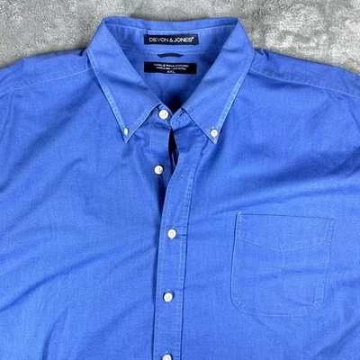 Devon Jones Noble Pima Oxford Men’s 4XL Blue Long Sleeve Button Down Dress Shirt - Image 1 of 4