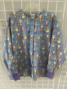 Blaues Peeling-Top mit Osternmotiv Hase Eier Langarm Erwachsene Damen Größe XL - Bild 1 von 7