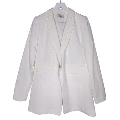 Blazer Loft de Lino 0 Marfil Un Botón Chaqueta de Ventilación Única Clásica de Negocios Foto 1 de 4
