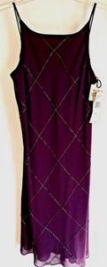 Neu mit Etikett Jones of New York knielanges A-Linien-Cocktailkleid mit Perlen Größe 6 weinrot - Bild 1 von 8