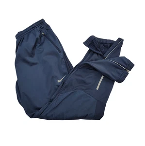 Nike Shield Running Pants - Men Large - Blue - Zip Cuffs, Pockets, Thermal Lined - Picture 1 of 16