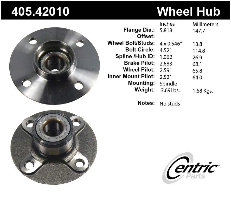 Conjunto de cojinete de rueda y buje Centric 405.42010 para Nissan Sentra 00-06 Foto 1 de 1