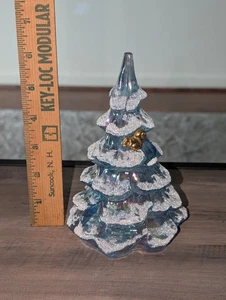 Fenton Glas Weihnachtsbaum: 6,25 blau irisierend mit Goldeichhörnchen - Bild 1 von 2