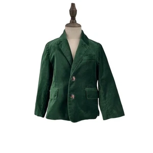 Boden Boys Velvet Blazer Green Size 4-5 XS Formal Notch Lapel Jacket - Picture 1 of 11