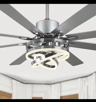 Maya 72 In. Indoor Chrome DIY Shape Dimmable Modern Ceiling Fan with LED Light,  - Image 1 of 3