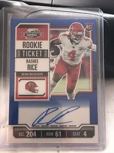 2023 Panini Contenders Optic RC Ticket Blue Prizm Variation AUTO /50 Rashee Rice - Picture 1 of 4
