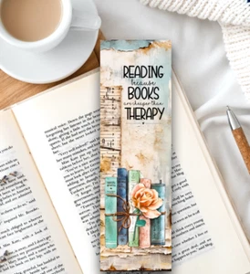 Reading books is therapy bookmark gift for readers bookworms handmade - Imagen 1 de 2