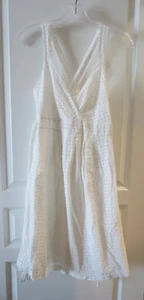 Motherhood Maternity 100% Cotton White Eyelet Knee Length Dress w/ Bow Decor M - Picture 1 of 17