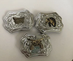 Belt Buckles Lot Of 3 Western Buckles Good Condition - Picture 1 of 2