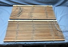 Pair VTG Hardwood Oak 32" x 73" Corded Window Designer Blinds Old 2114-23B