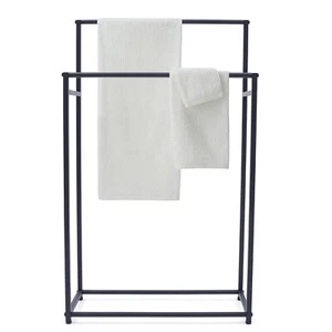 Metal Freestanding Towel Holder 2-Tier Towel Organizer Stand Bathroom Towel Rack - Picture 1 of 12